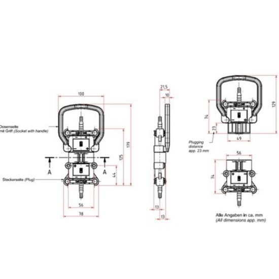 Forklift 7915003302 Traksiyoner Akü 80A 25mm Kontaklı Erkek Soket resmi