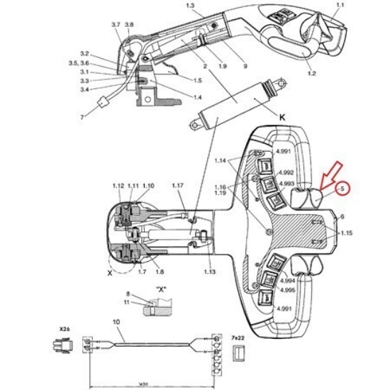 Изображение Jungheinrich Forklift 50114478 İleri Geri Yön Kolu (11960459)